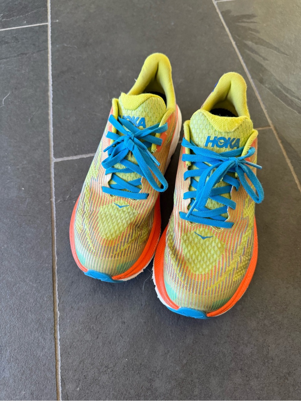 Hoka Kids Sneakers Yellow Blue Orange Accents